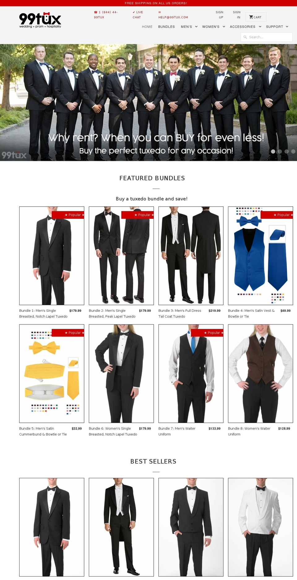 99tux.com shopify website screenshot