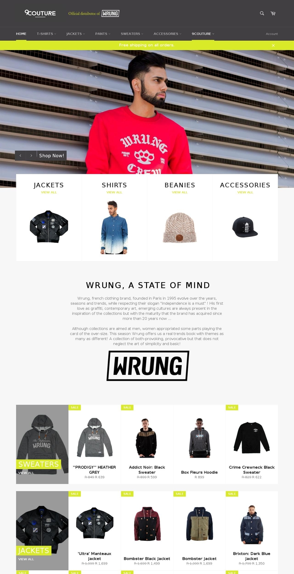 9couture.co.za shopify website screenshot