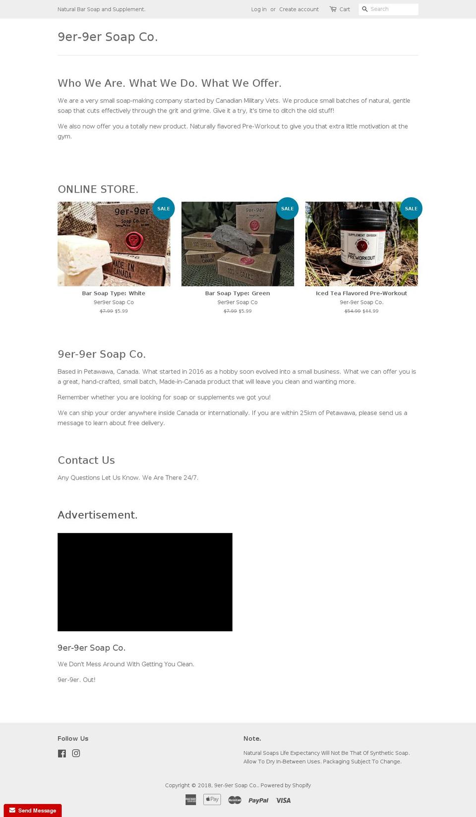 9er9ersoapco.com — Shopify storefront screenshot