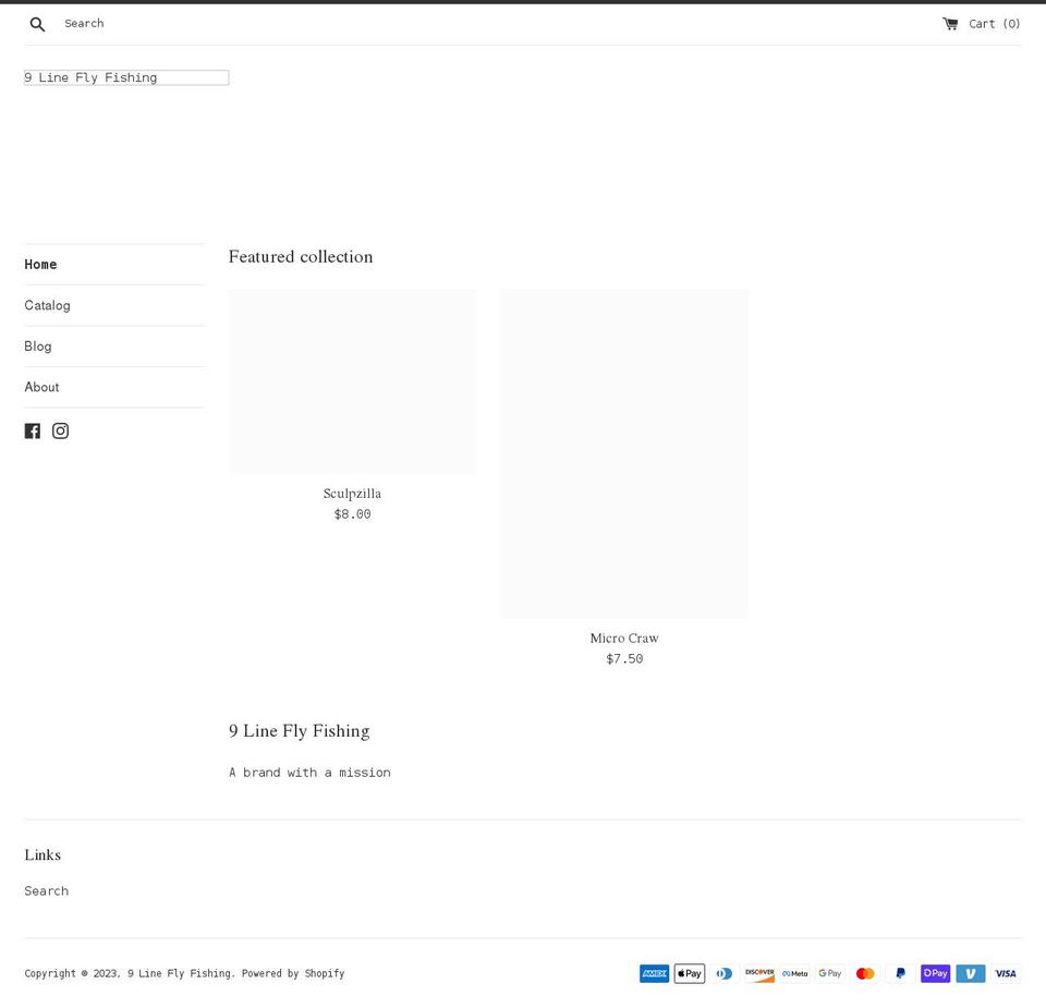 9lineflyfishing.com shopify website screenshot