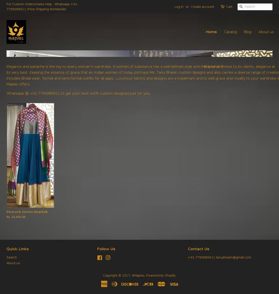 9maples.com shopify website screenshot