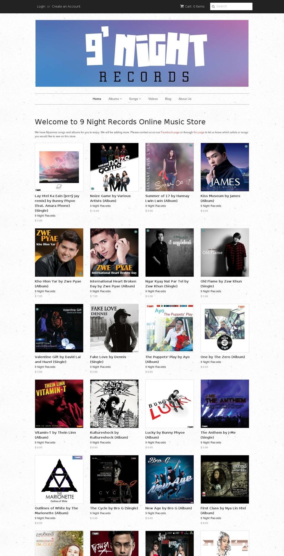 9nightrecords.com shopify website screenshot