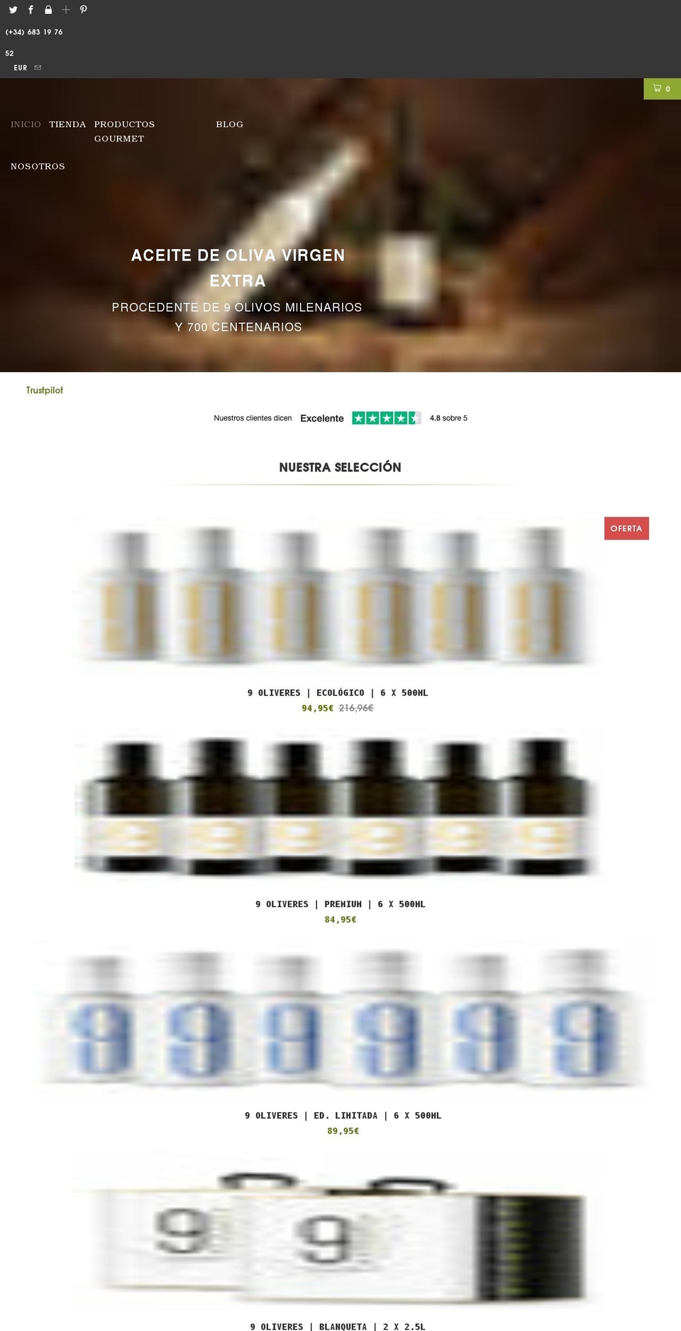 9oliveres.com shopify website screenshot