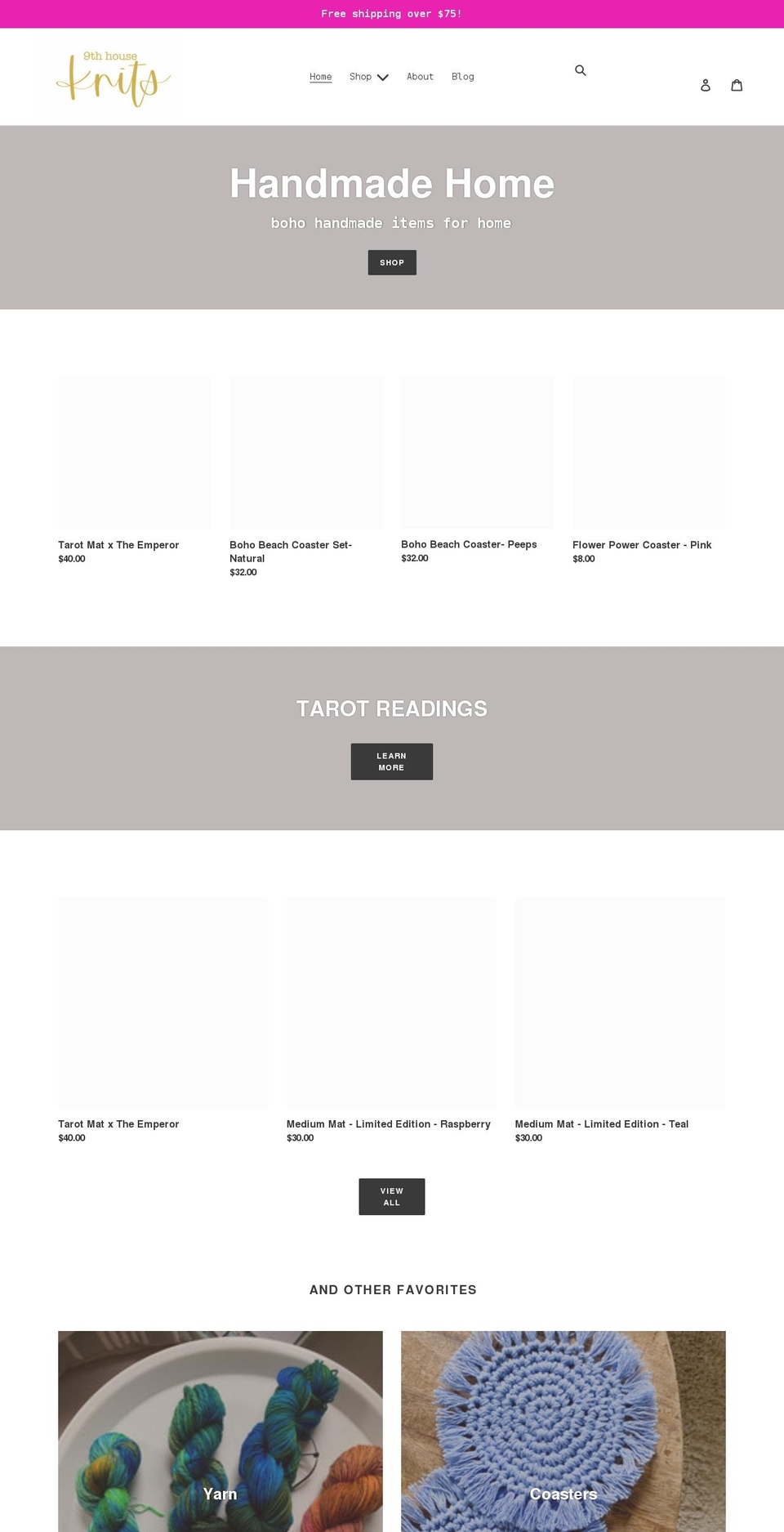 9thhouseknits.com shopify website screenshot