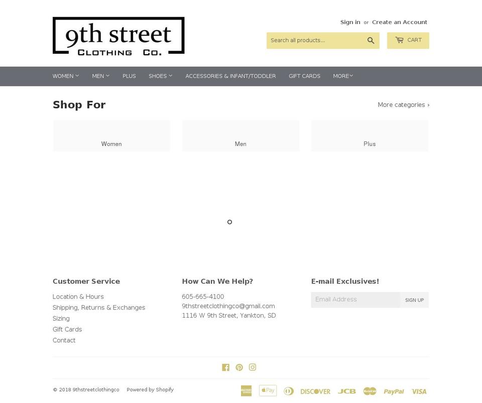 9thstreetclothingco.com shopify website screenshot