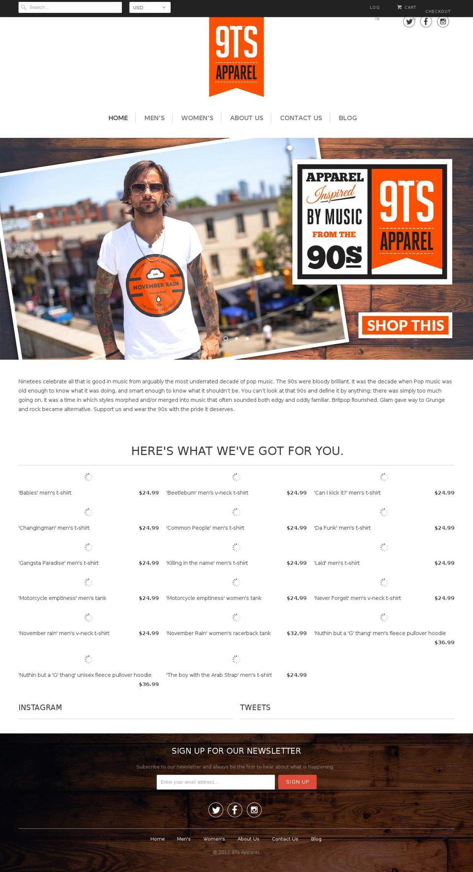 9tsapparel.com shopify website screenshot