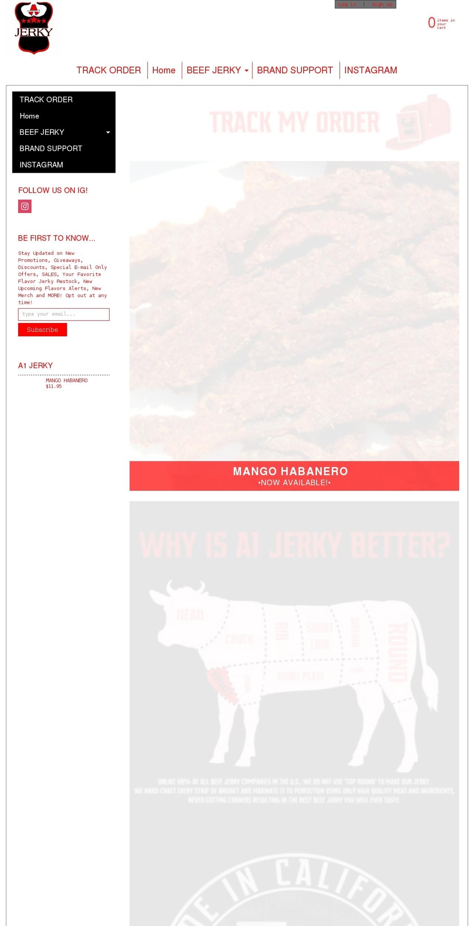 a-1jerky.com shopify website screenshot