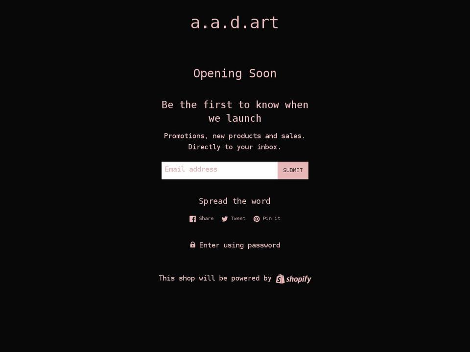 a-a-d-art.com shopify website screenshot