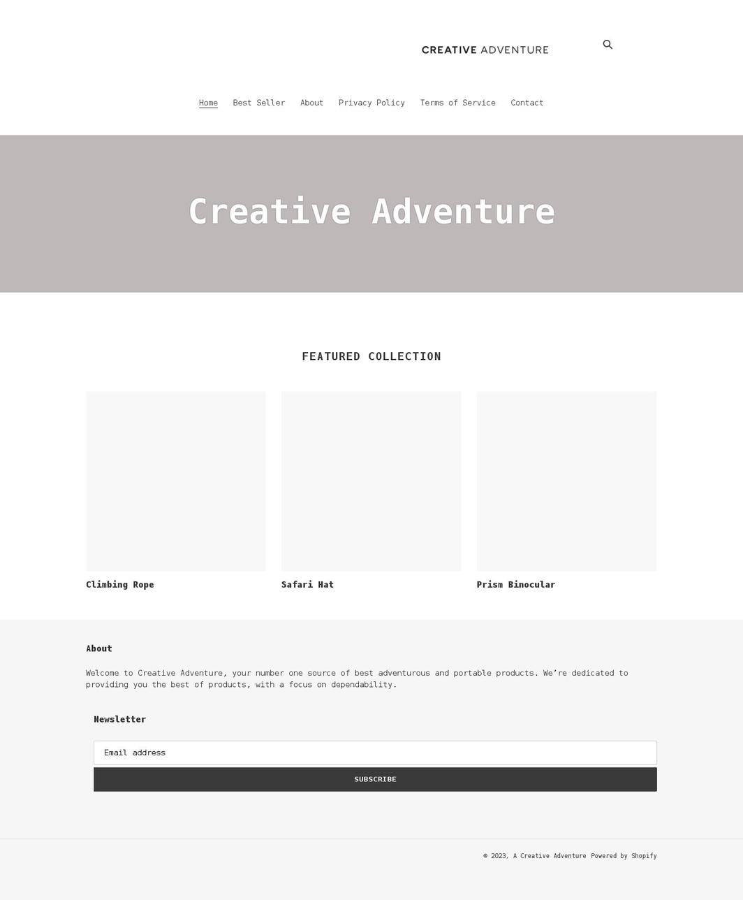 a-creative-adventure.myshopify.com shopify website screenshot