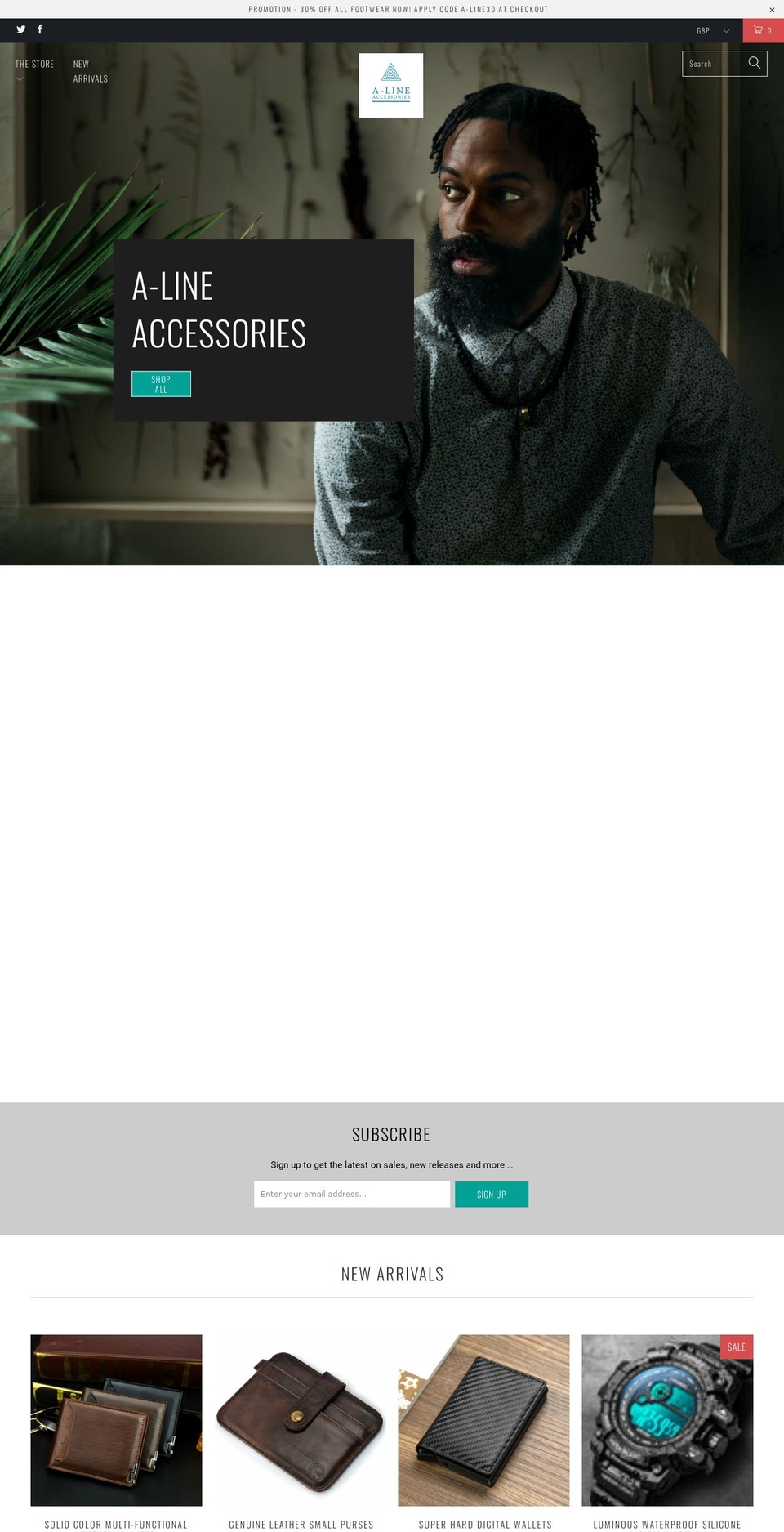 a-lineaccessories.com shopify website screenshot