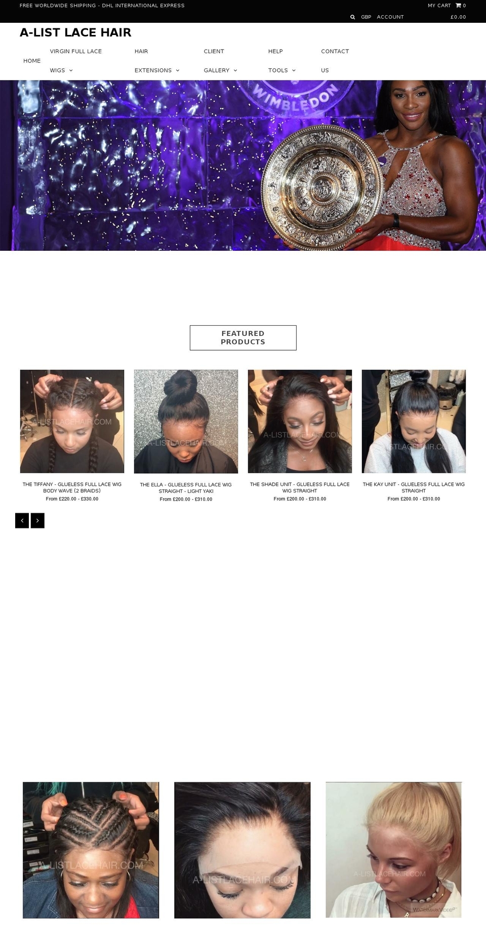 a-listlacehair.com — Shopify storefront screenshot
