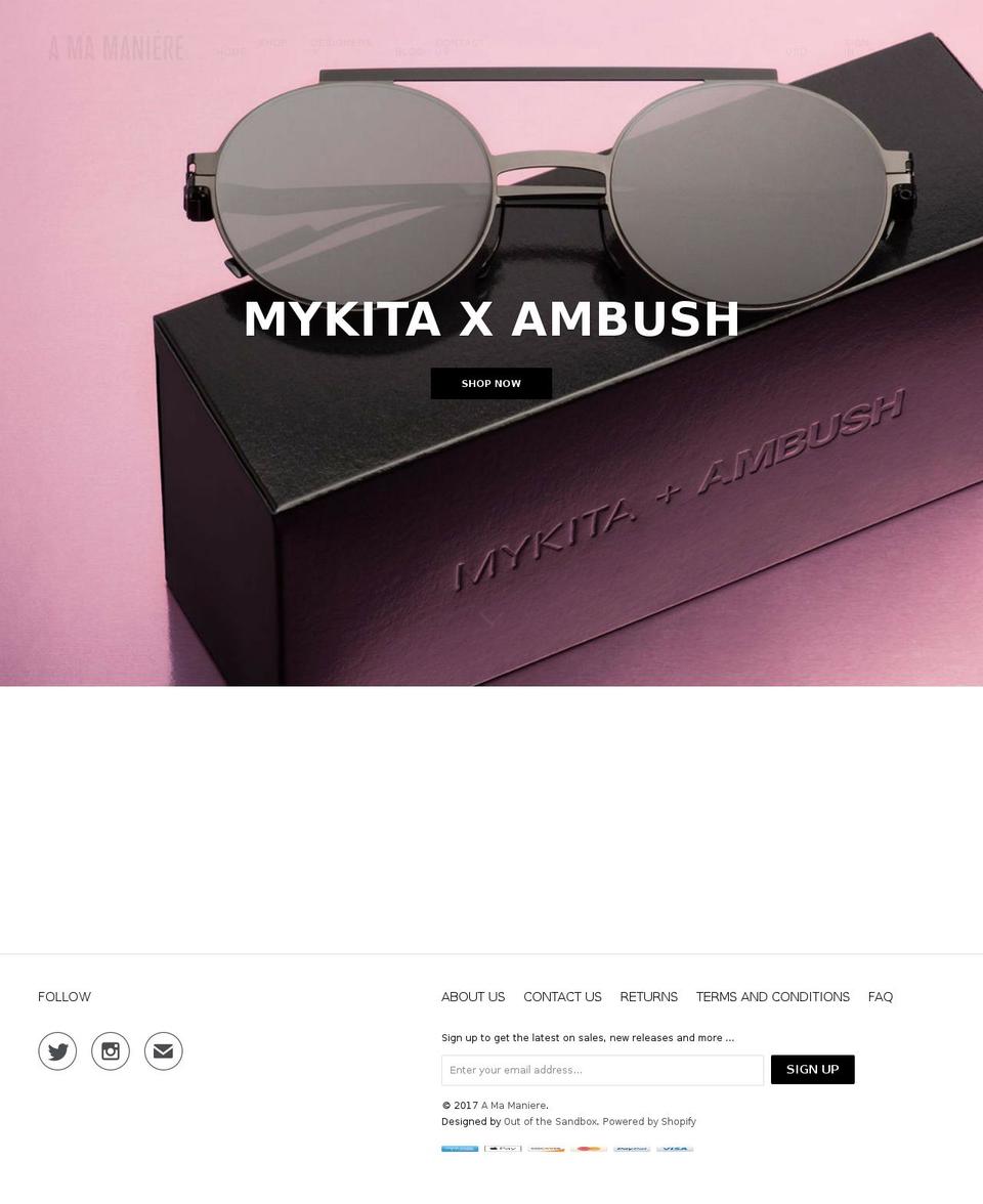Production Shopify theme site example a-ma-maniere.com