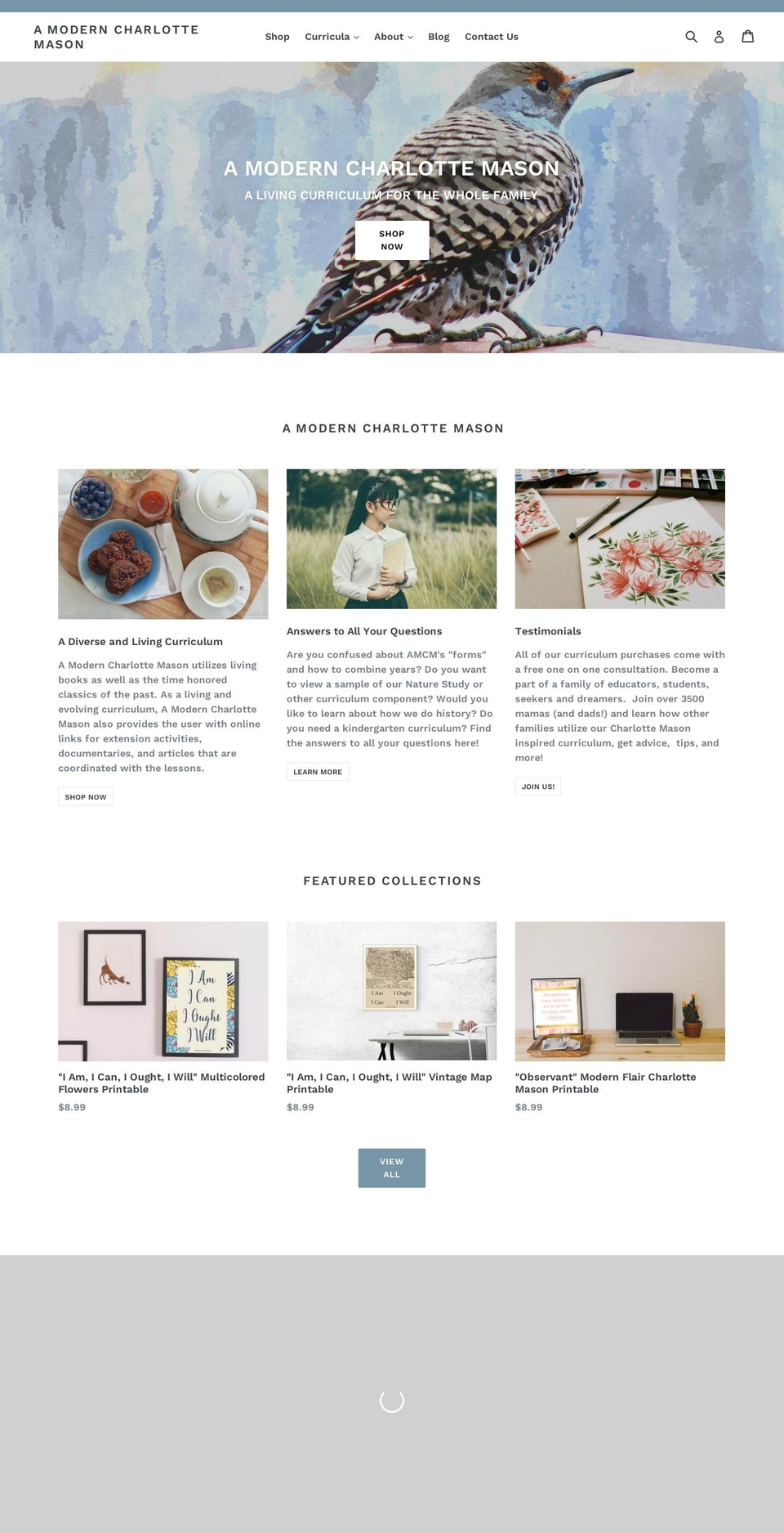 a-modern-charlotte-mason.myshopify.com shopify website screenshot
