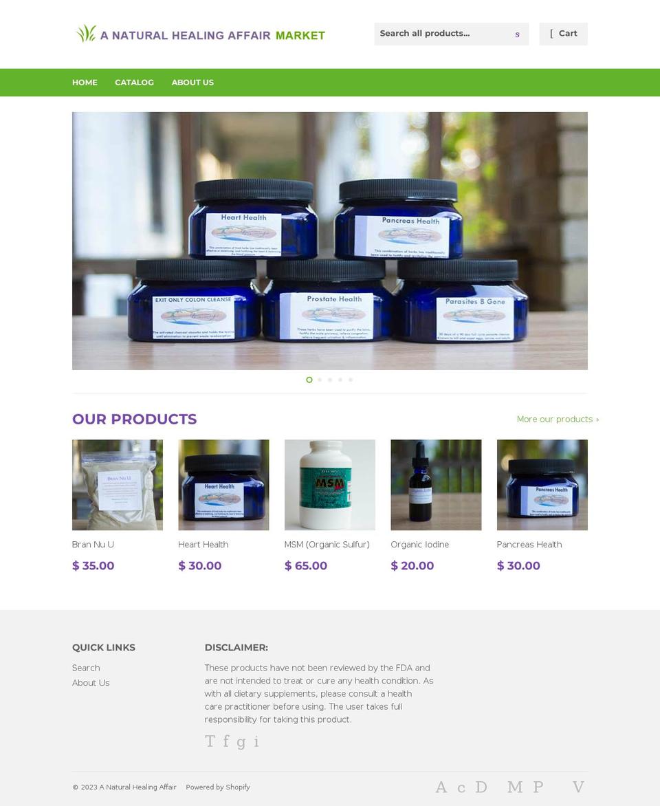 a-natural-healing-affair.myshopify.com shopify website screenshot