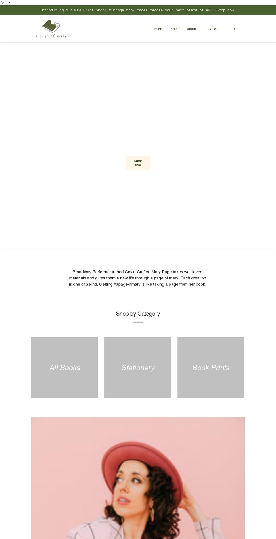 a-page-of-mary.myshopify.com shopify website screenshot