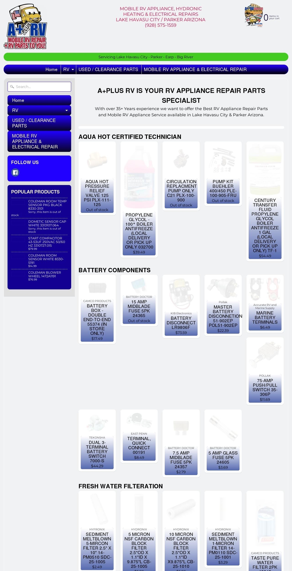 a-plusrvonline.com shopify website screenshot