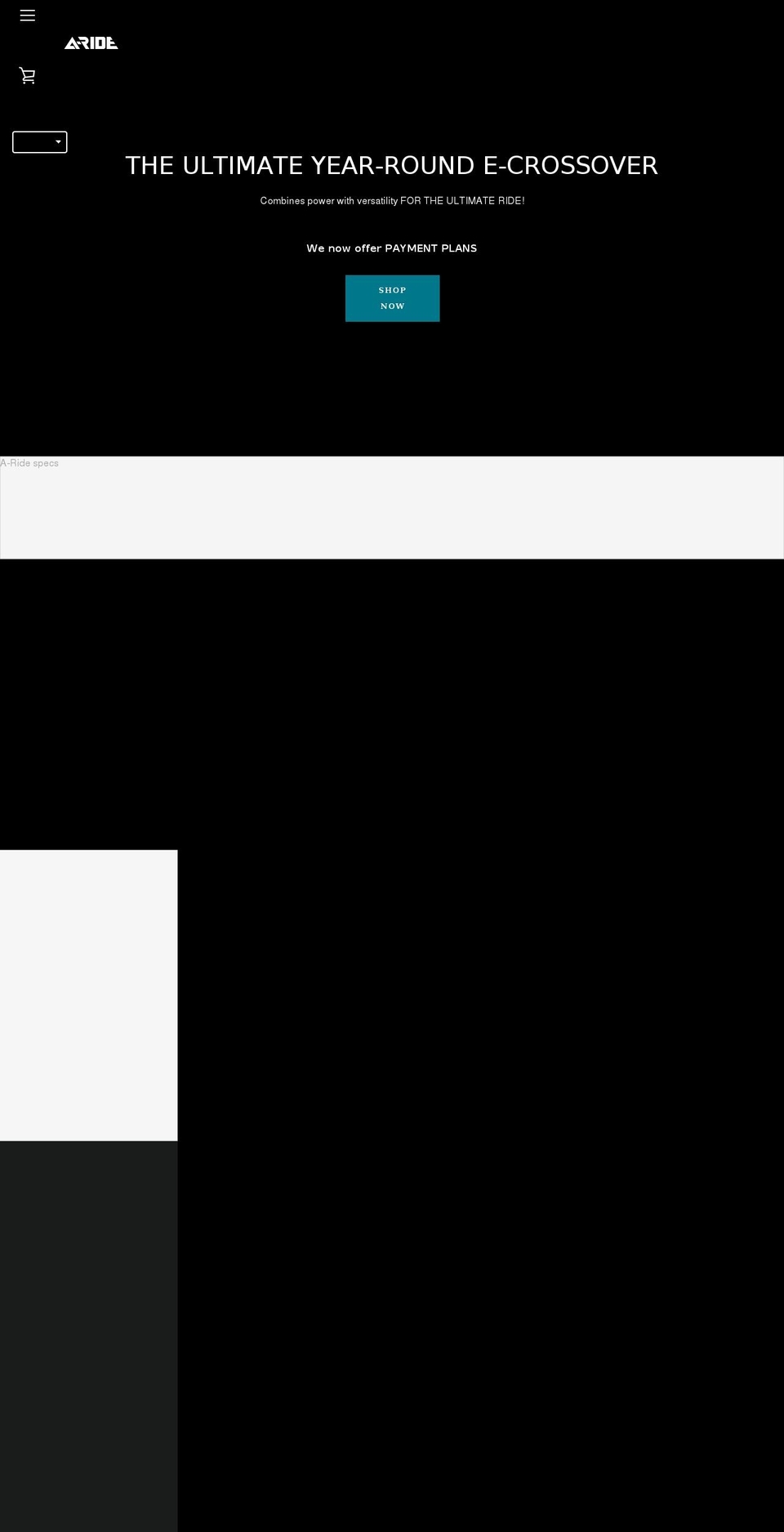 a-ride.com shopify website screenshot