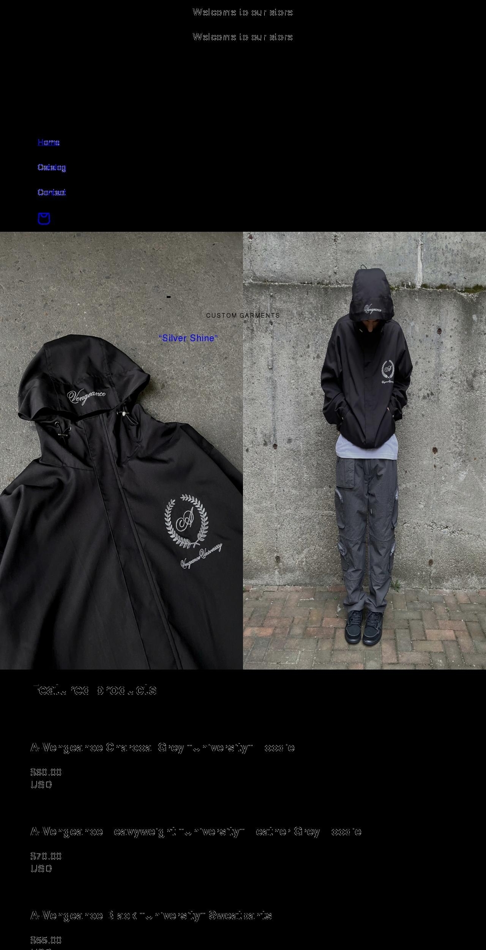 a-vengeance.com shopify website screenshot