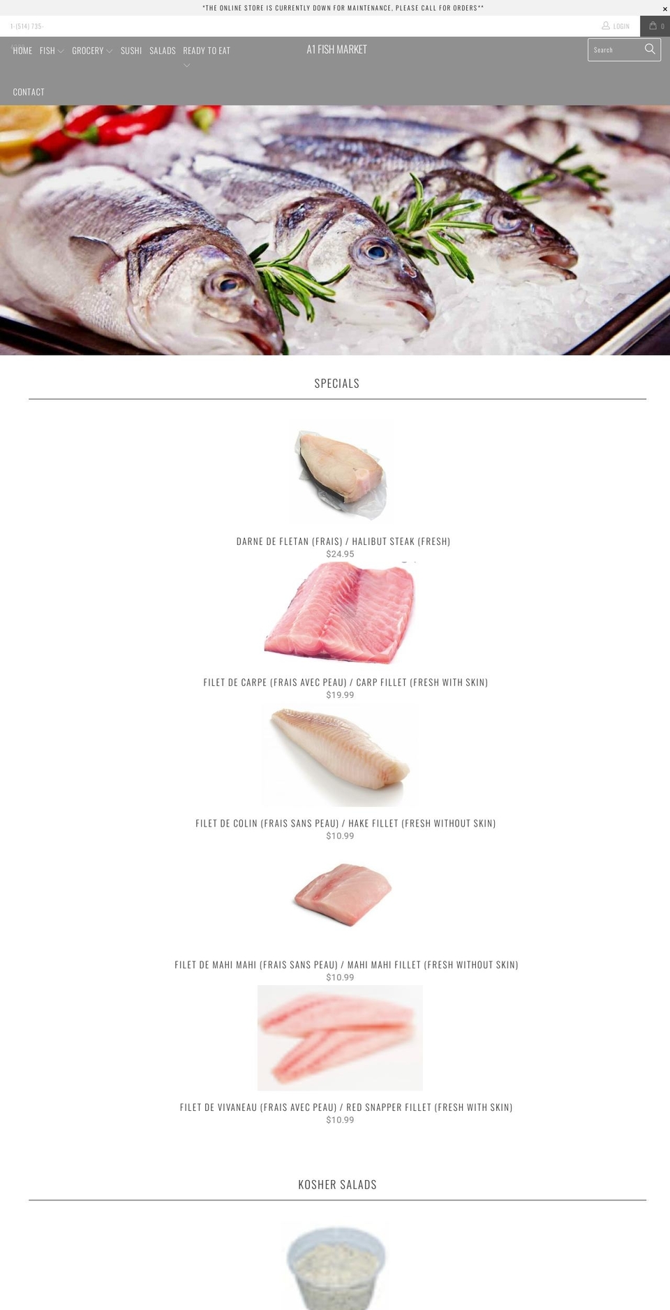 a1.fish shopify website screenshot