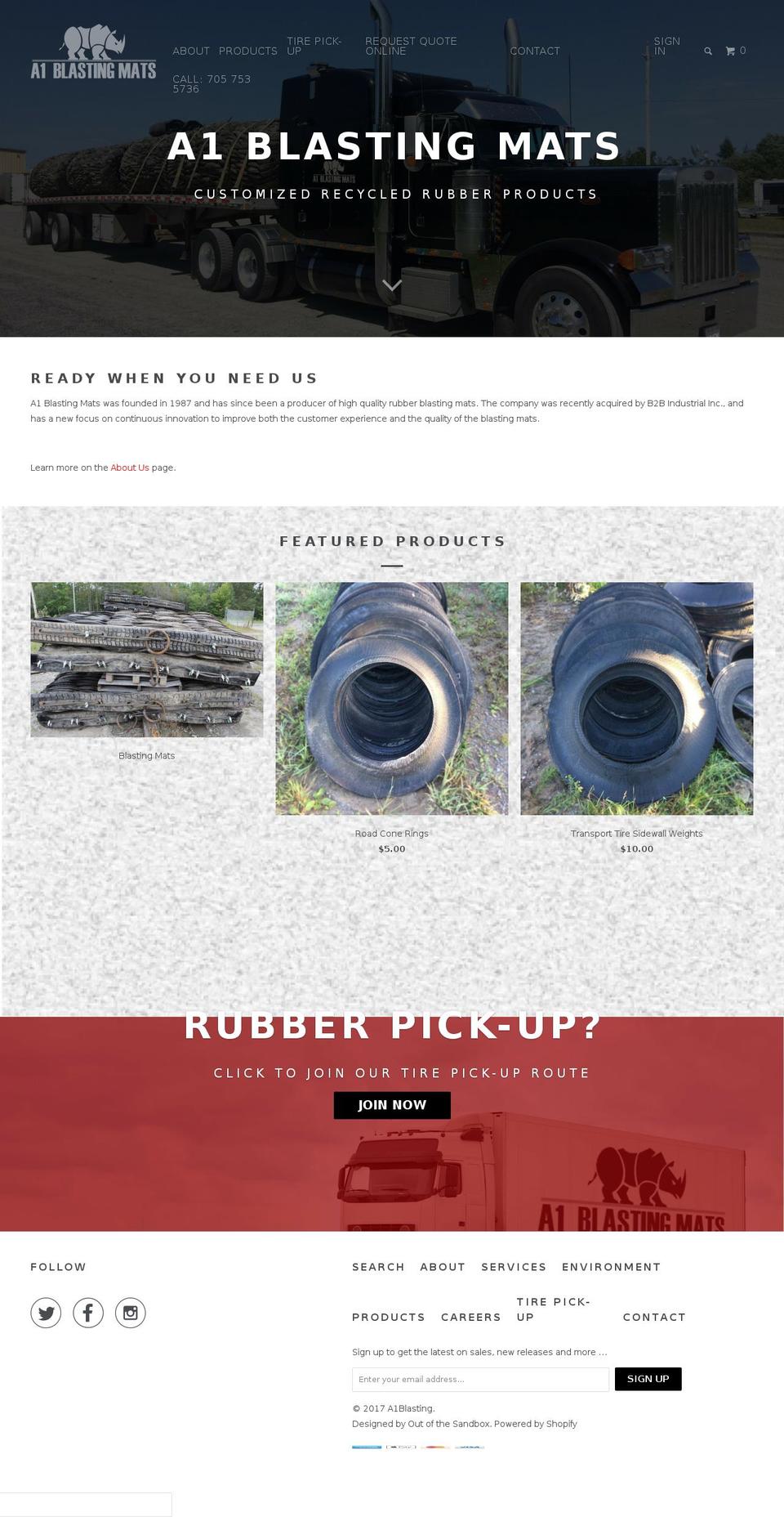 a1blastingmats.com shopify website screenshot