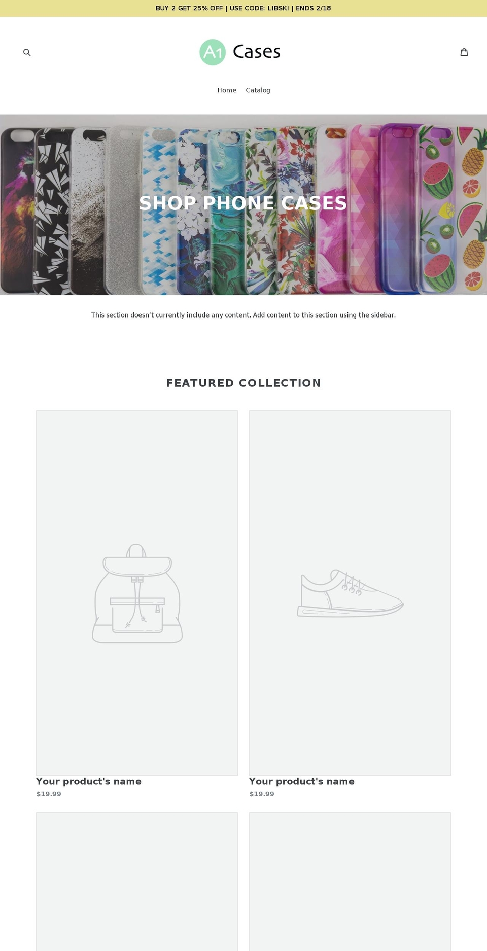 a1cases.com — Shopify storefront screenshot