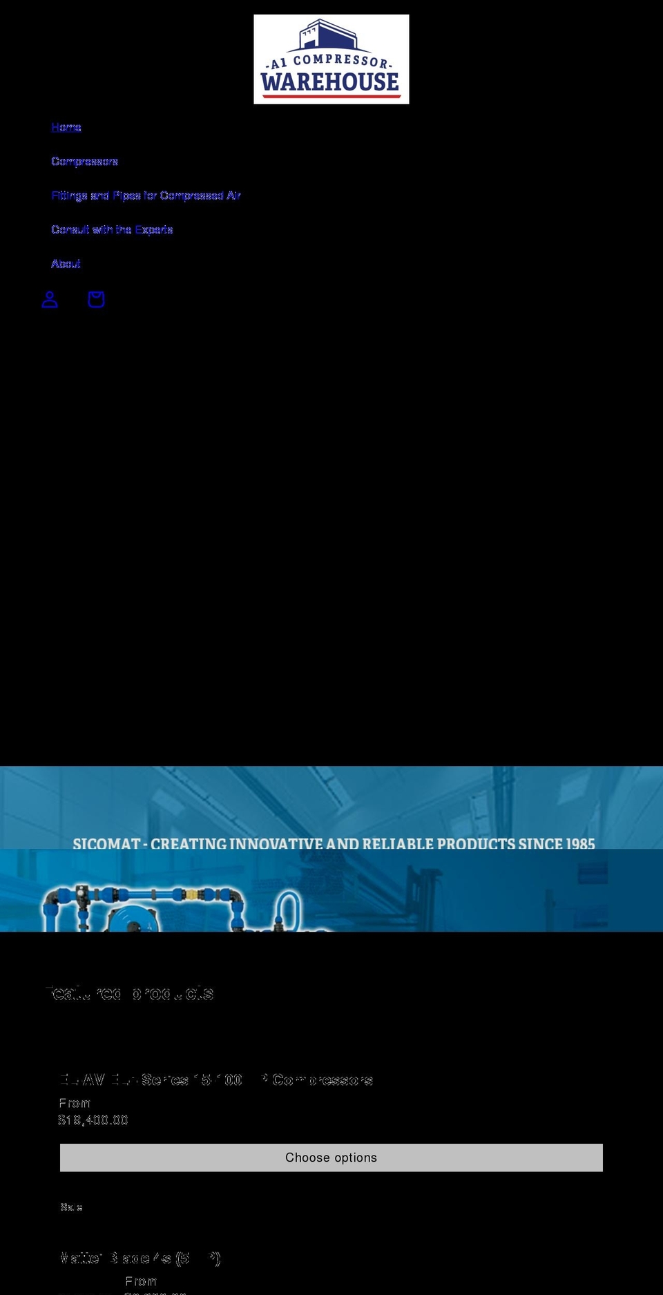 a1compressorwarehouse.com shopify website screenshot