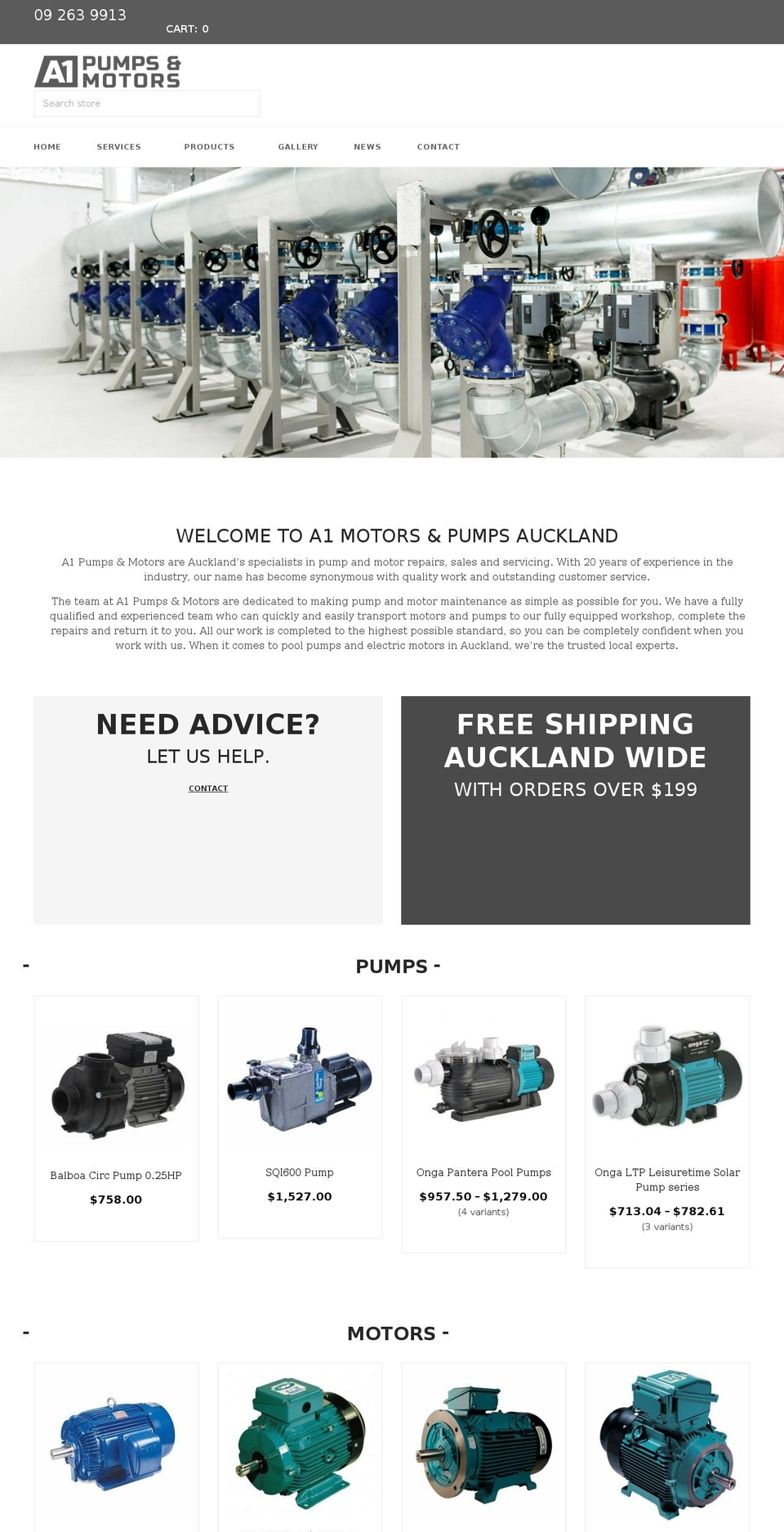 a1pumps.co.nz shopify website screenshot