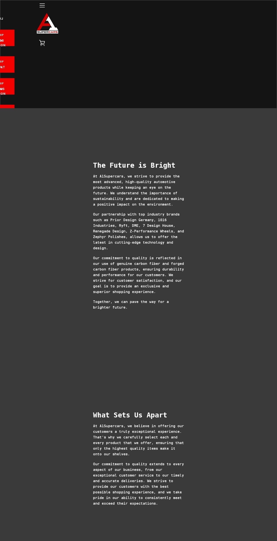 a1supercars.com shopify website screenshot