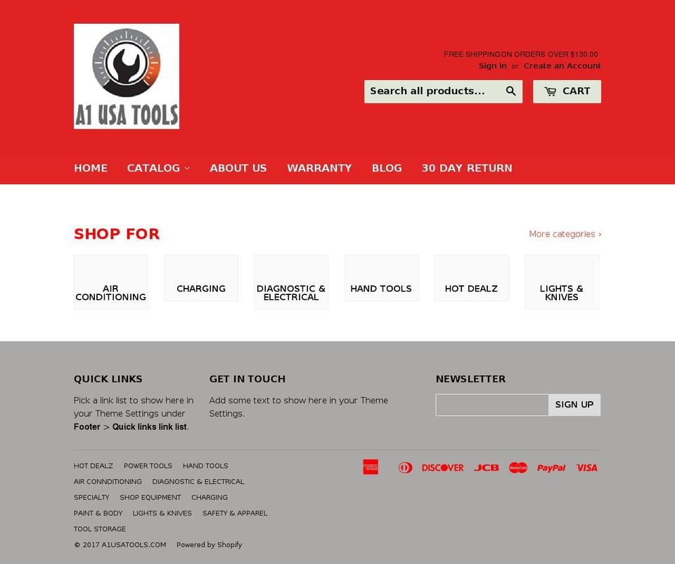 a1usatools.com shopify website screenshot