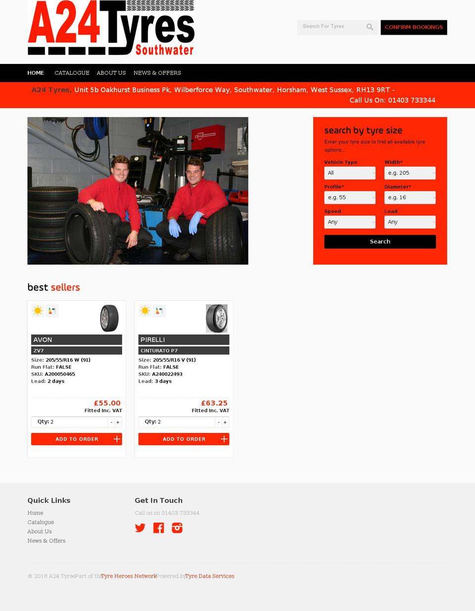 a24tyres.co.uk shopify website screenshot