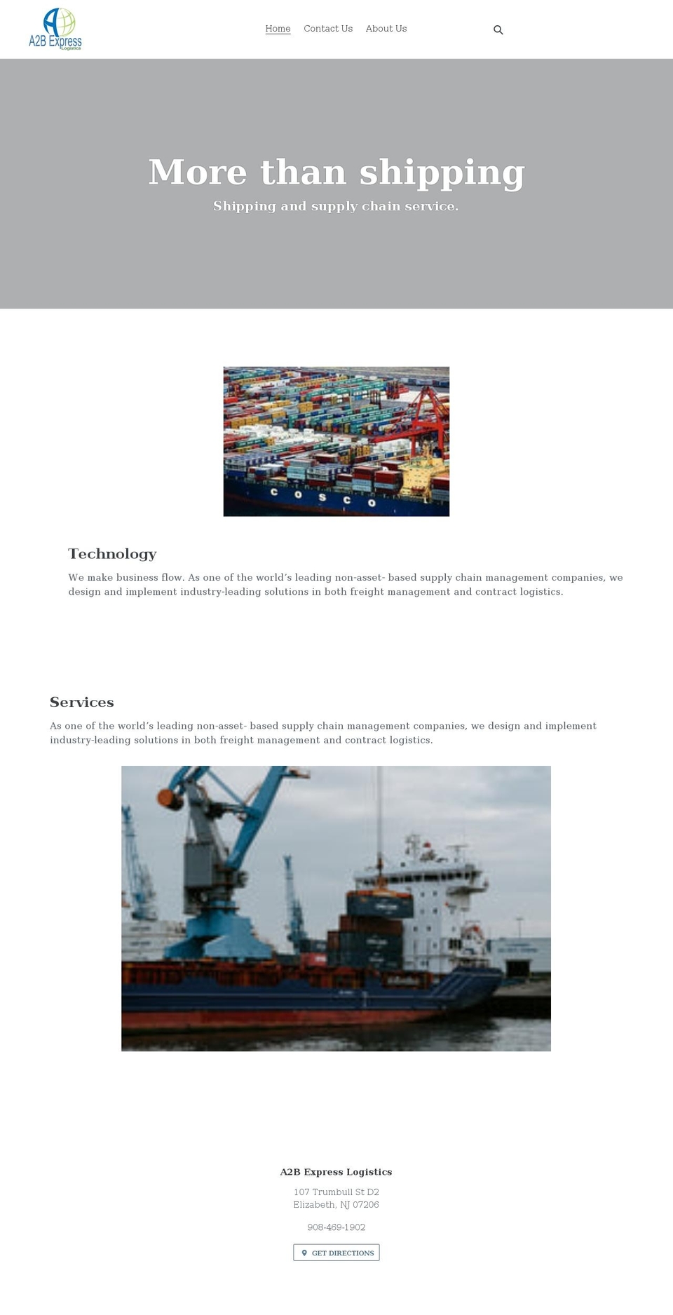 a2bexpresslogistics.com shopify website screenshot