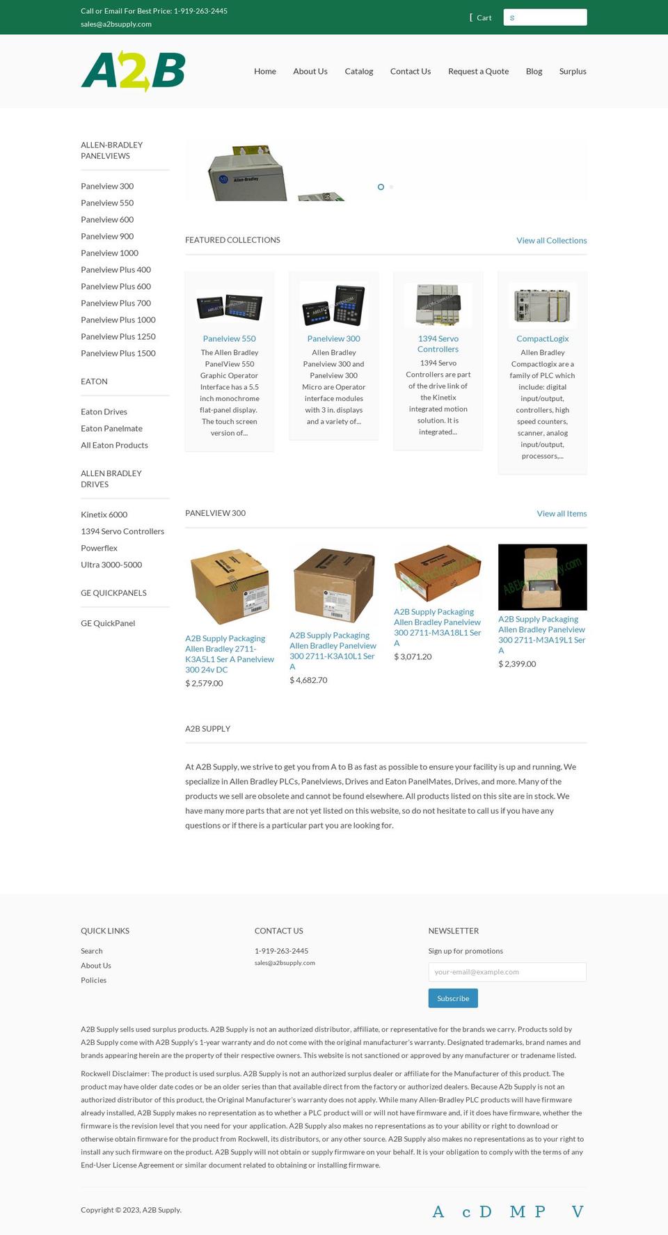 a2bsupply.com shopify website screenshot