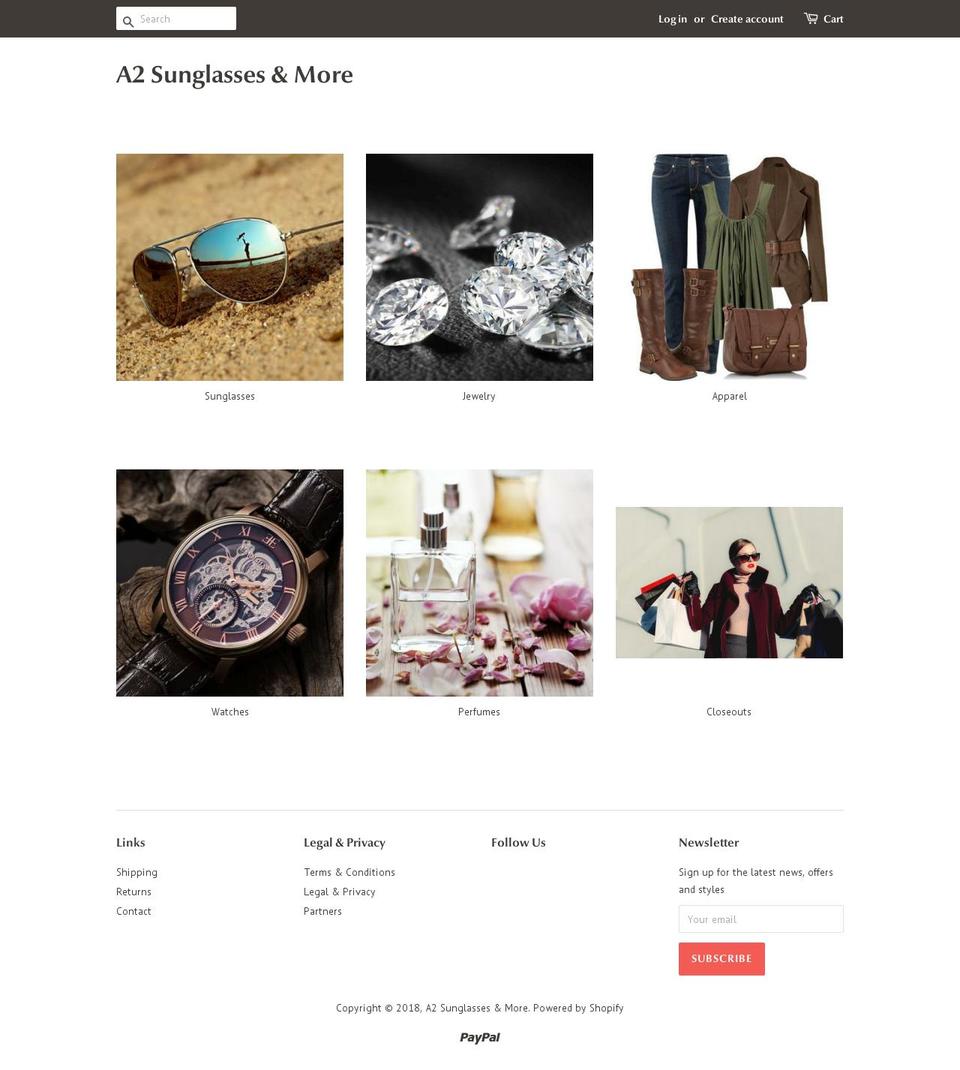 a2sunglasses.myshopify.com shopify website screenshot
