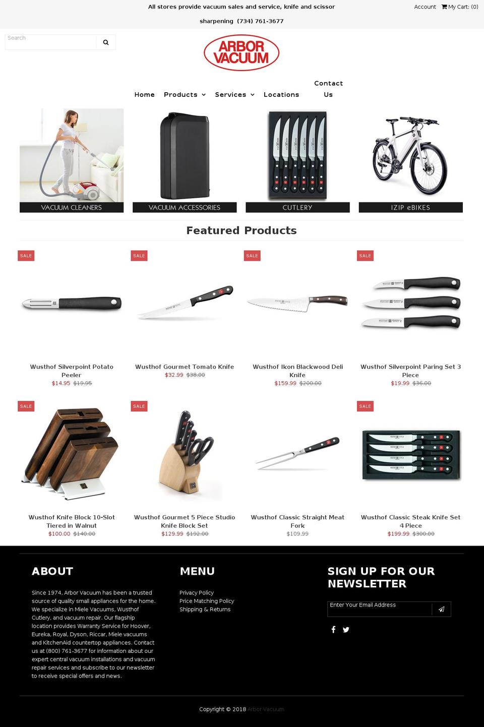 a2vacuum.com — Shopify storefront screenshot