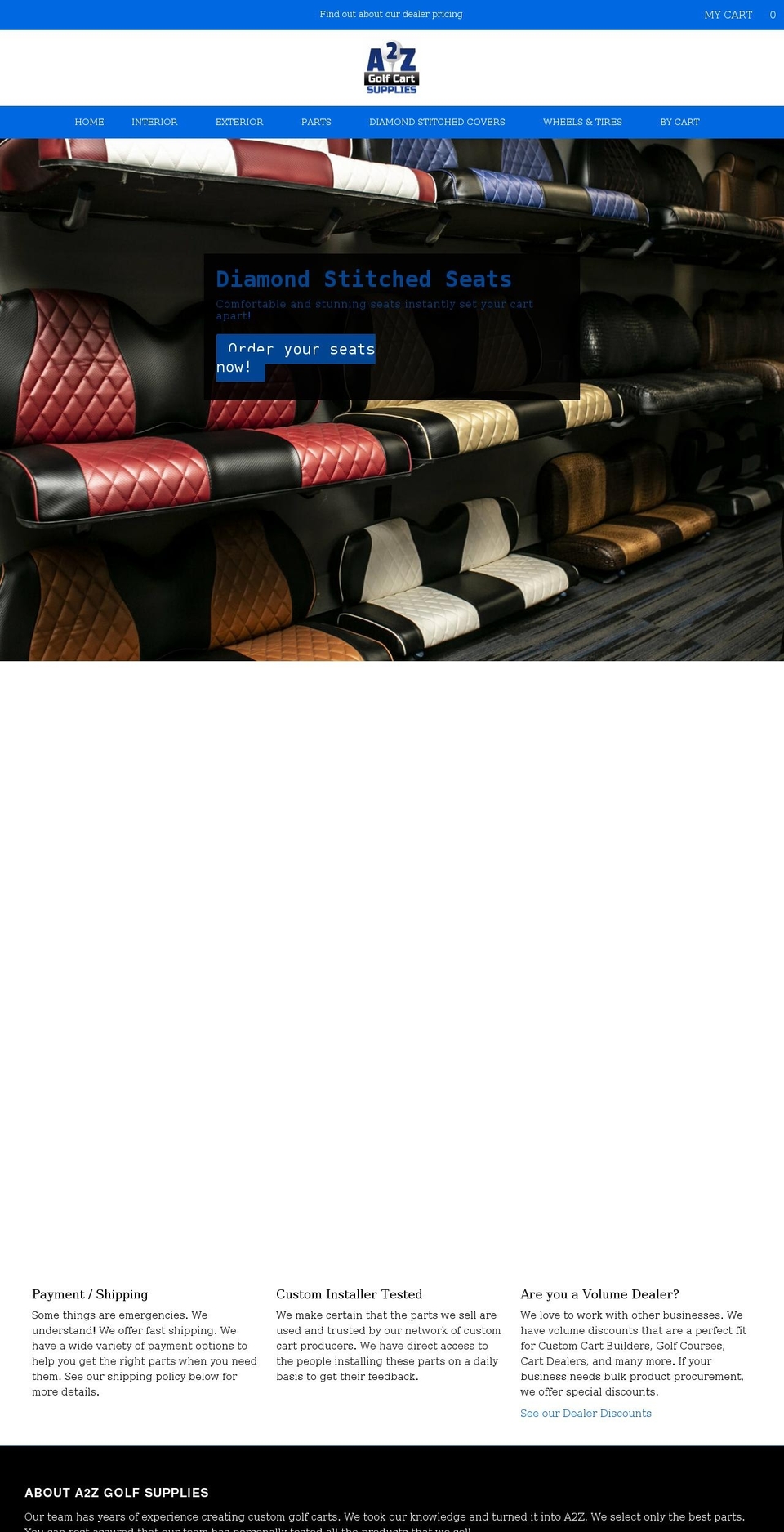 a2zgolfsupplies.com shopify website screenshot