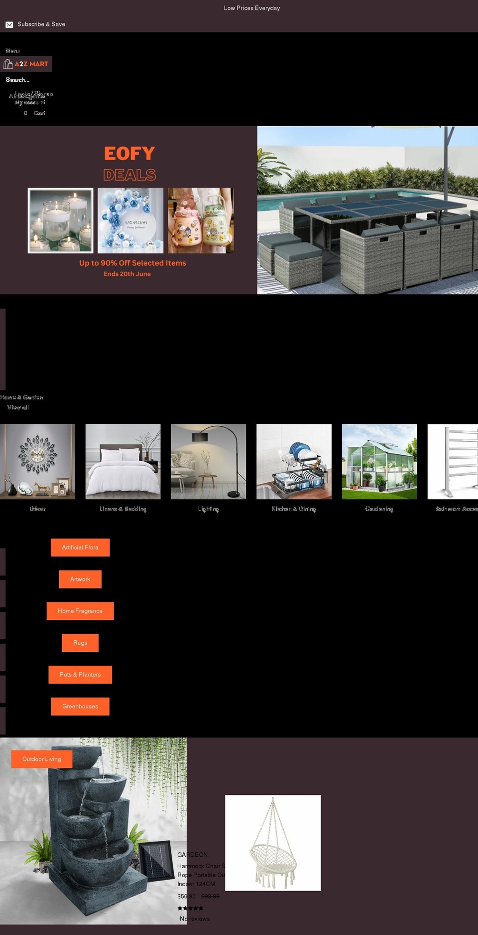 a2zmart.com.au shopify website screenshot