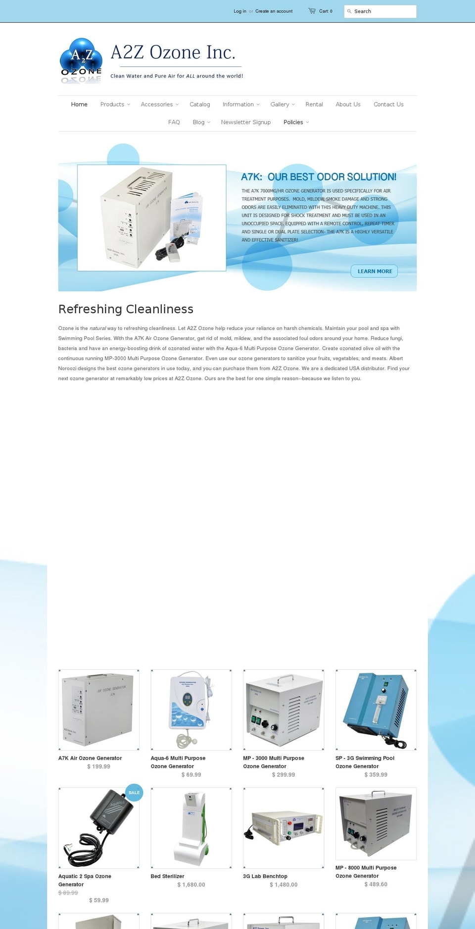 a2zozone.com shopify website screenshot