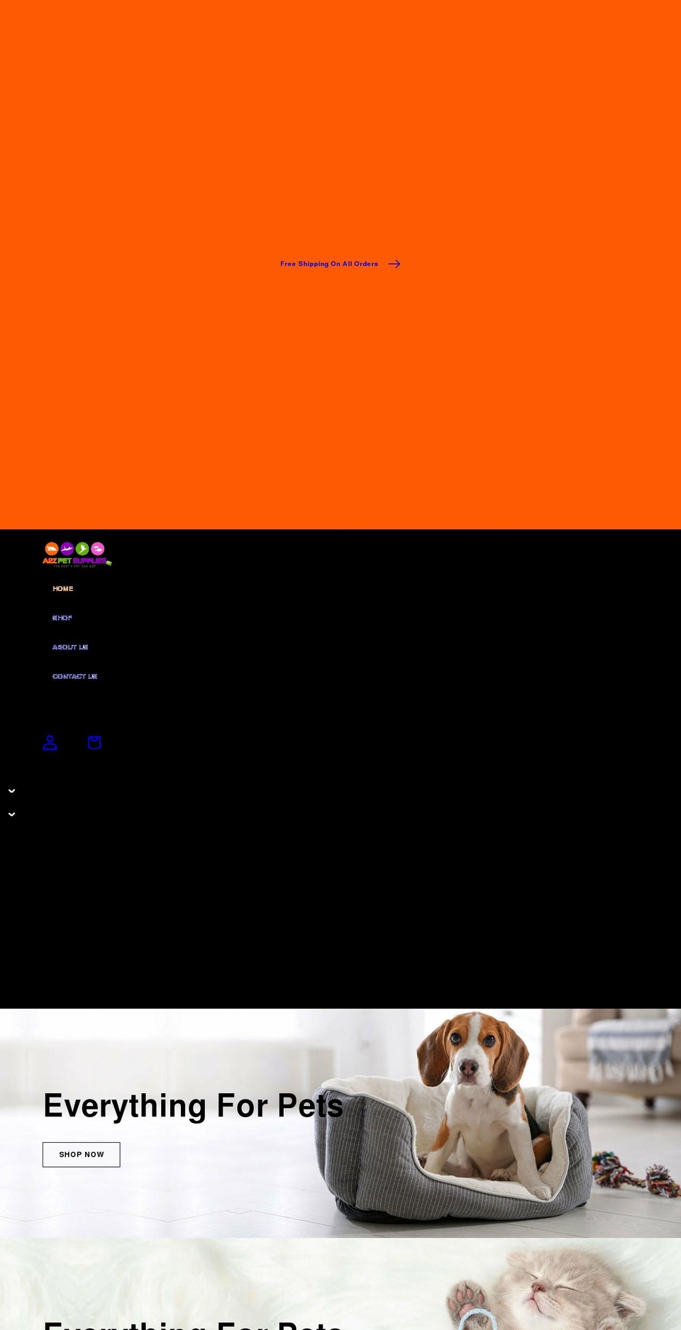 a2zpetsupplies.com shopify website screenshot