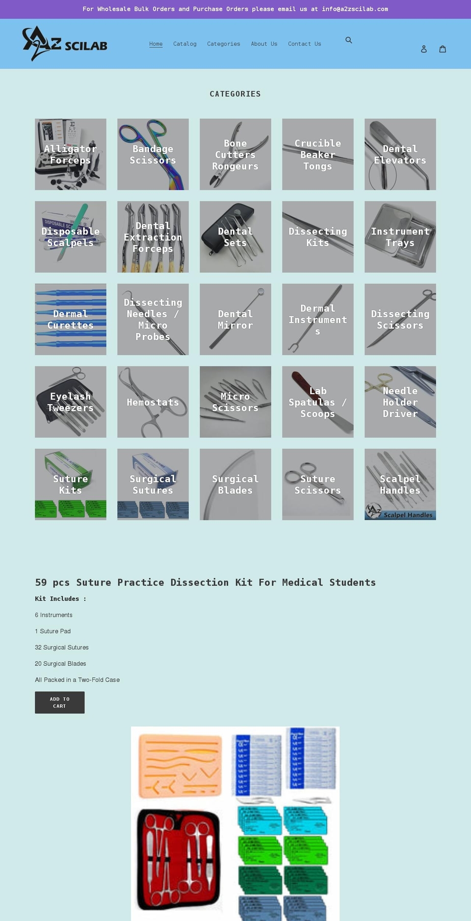 a2zscilab.com shopify website screenshot