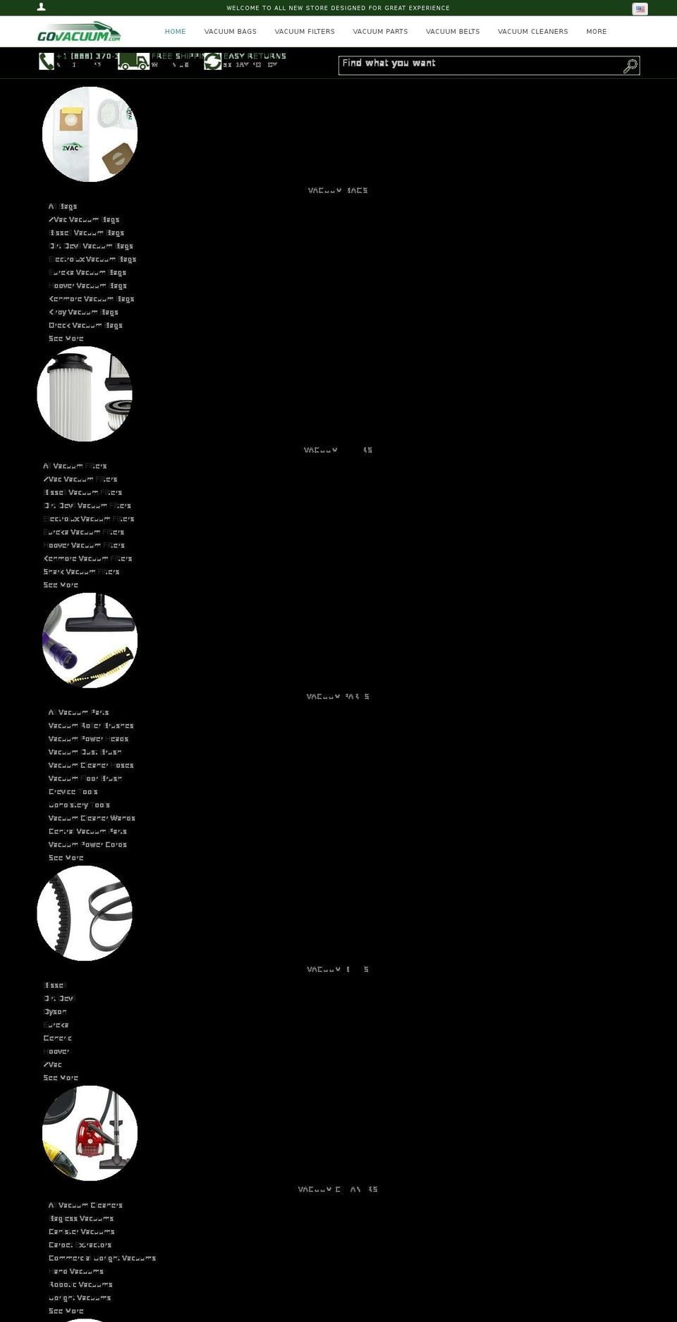 a2zvacuums.com — Shopify storefront screenshot