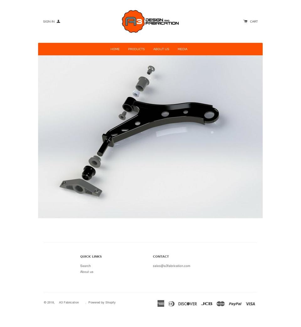 a3fabrication.com shopify website screenshot