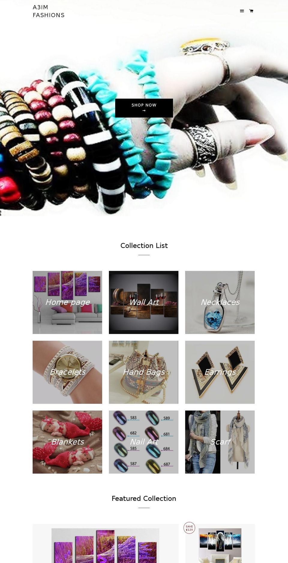 a3imfashions.com shopify website screenshot