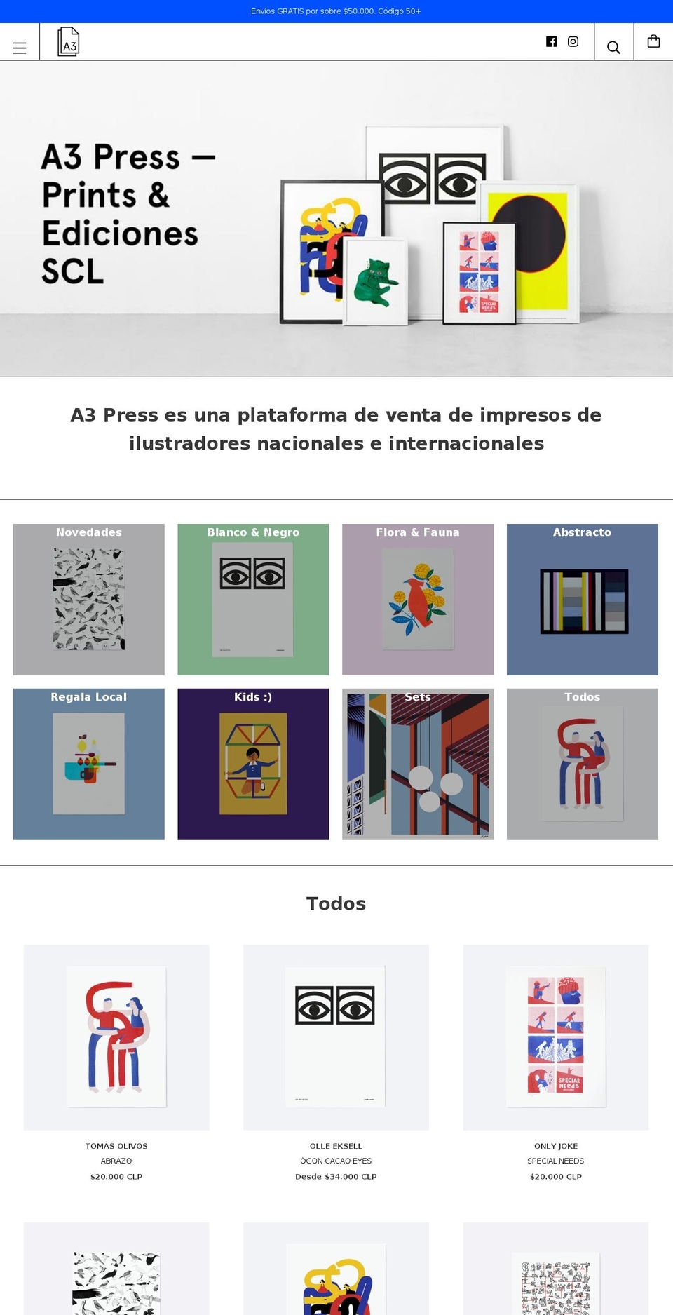a3press.com — Shopify storefront screenshot