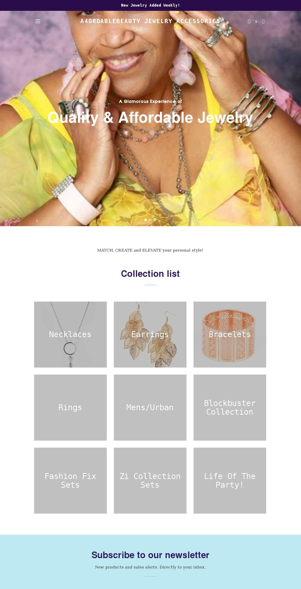 a4ordablebeautyjewelry.com shopify website screenshot