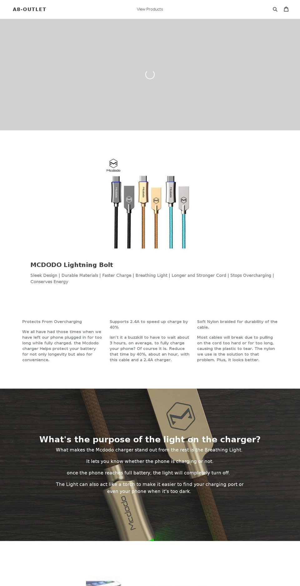 a8outlet.com — Shopify storefront screenshot