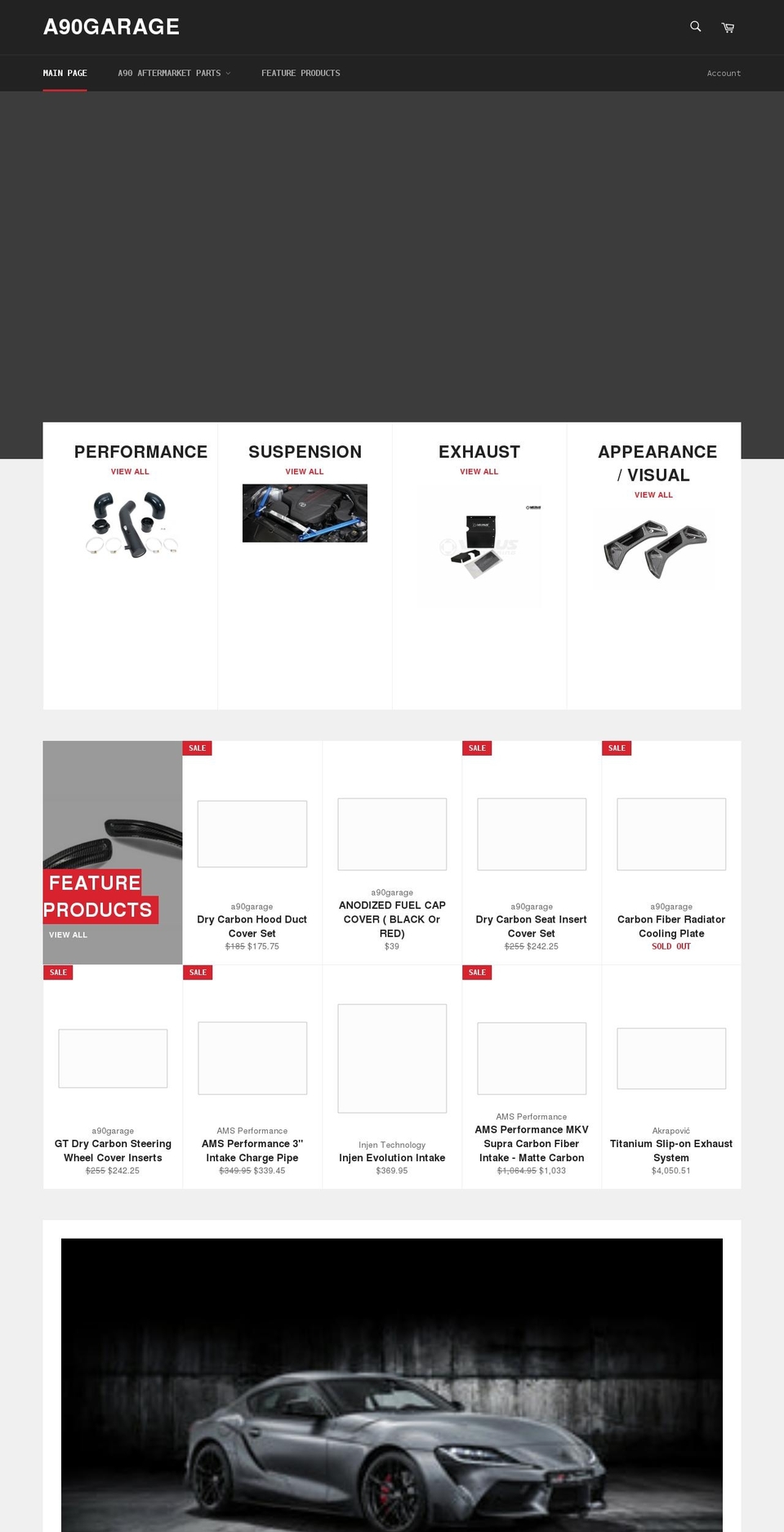 a90garage.com shopify website screenshot