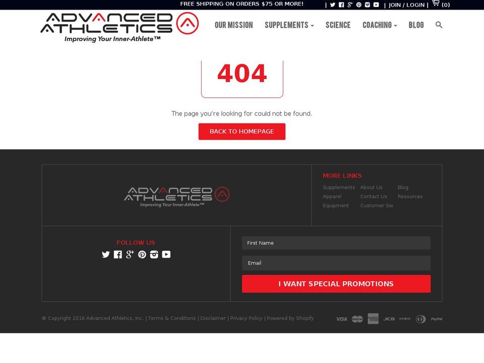 Advanced Athletics 2.1 Shopify theme site example aa-bar.com