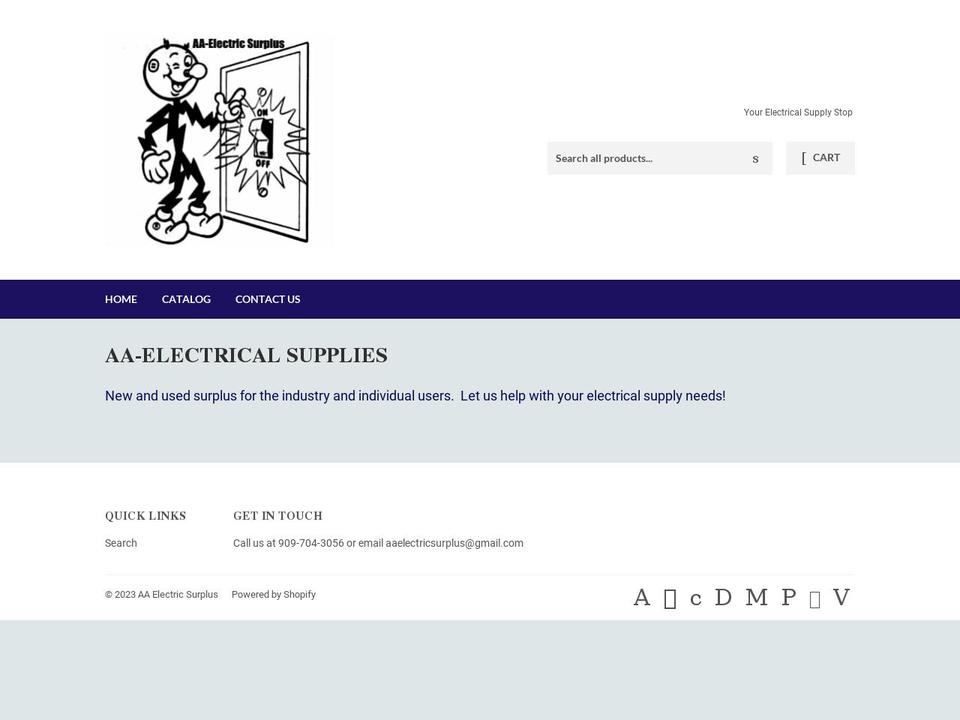 aa-electric-surplus.com shopify website screenshot