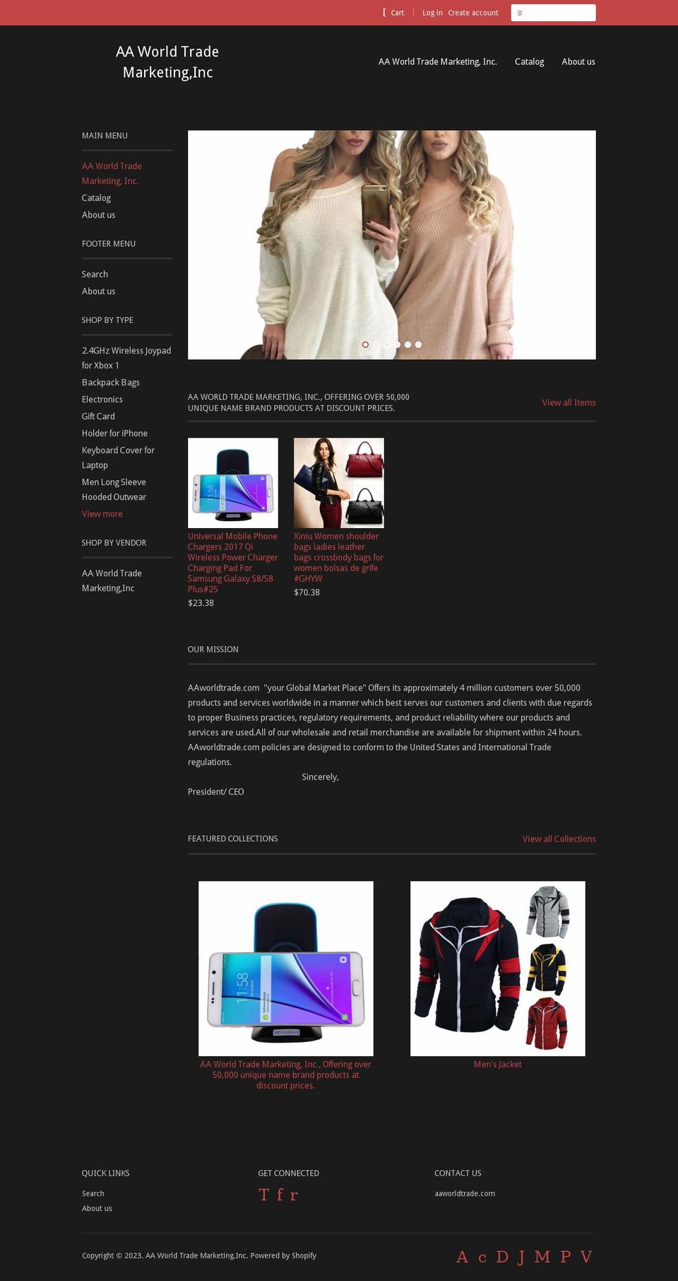 aa-world-trade-marketing-inc.myshopify.com shopify website screenshot