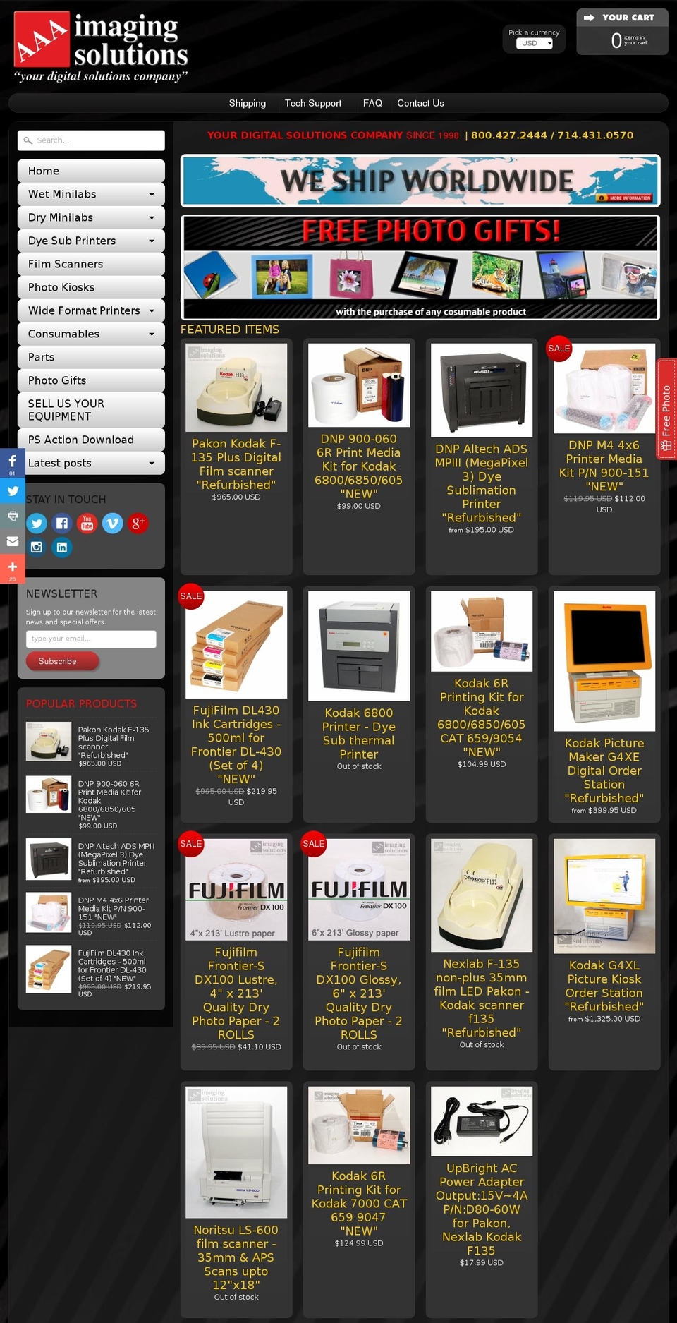 aaaimaging.com shopify website screenshot